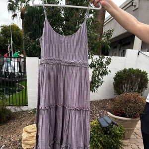 Elegant Purple Striped Maxi Dress